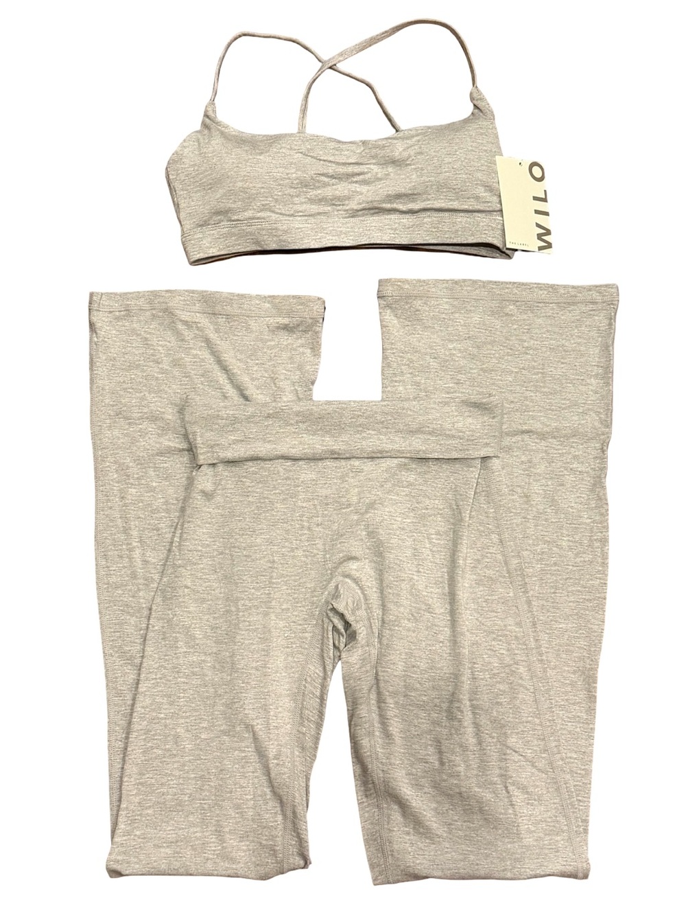 Wilo The Label Heather Gray Crossback Bra & Flare Legging Lounge Set NWT - Picture 4 of 9